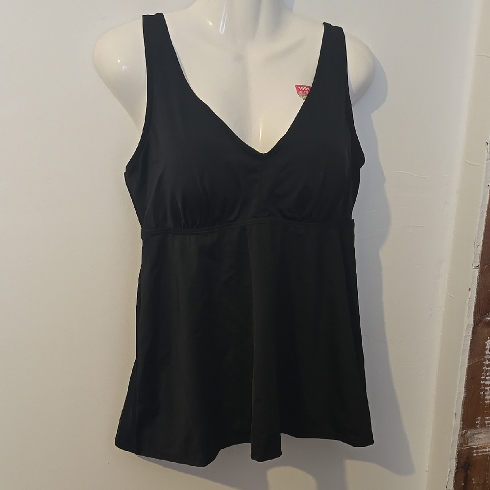 Kim Gravel Swimsuits for All QVC Black Tankini top only. Size 12 NWOT